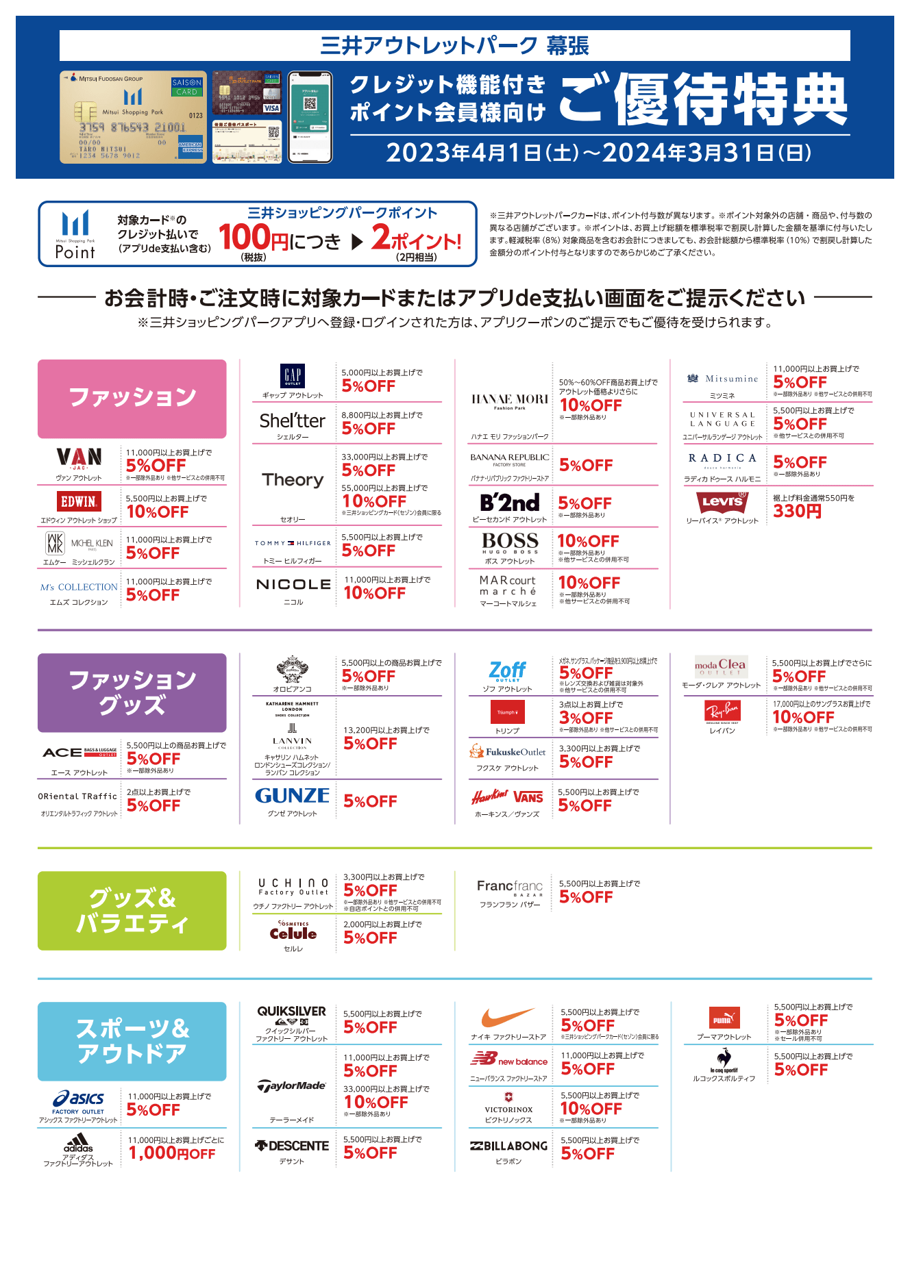 三井アウトレットパーク幕張優待特典